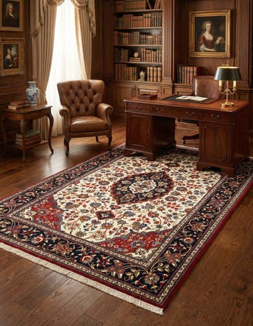 5' x 8' 6 Hand Knotted Qom Persian Rug