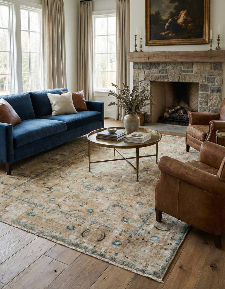 Detail image of 8' 5 x 11' 6 Hand Knotted Ultra Vintage Persian Wool Rug