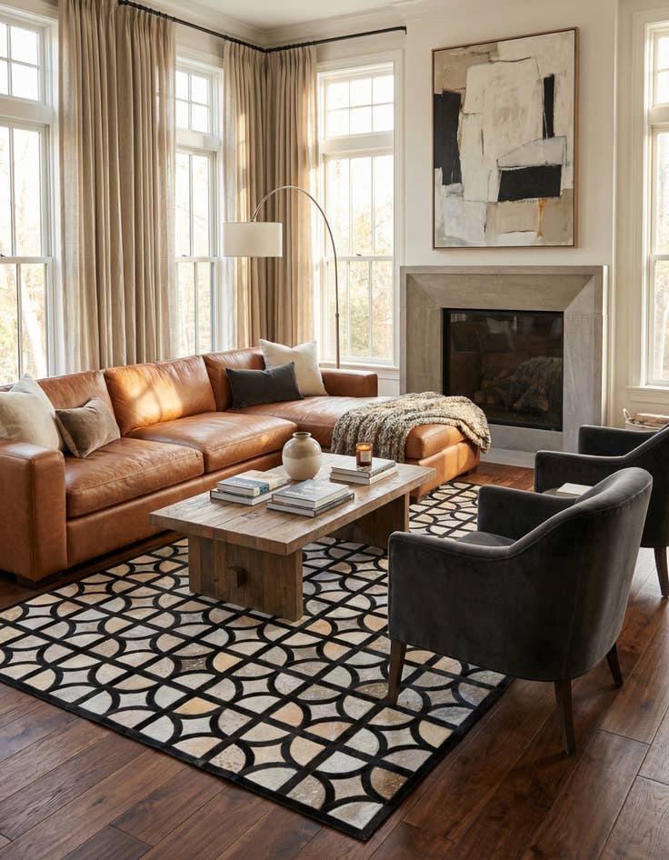 Detail image of  5' 2 x 7' 6 Cowhide Rug