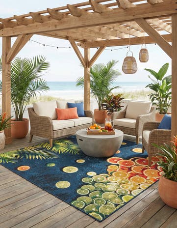 7' 10 x 7' 10 Easy-Clean Coastal Indoor / Outdoor Square Rug