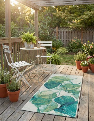 2' x 4' Easy-Clean Botanical Indoor / Outdoor Runner Rug
