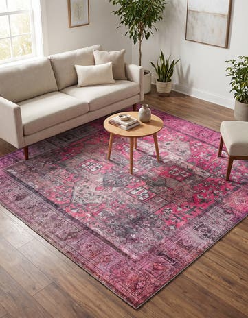 Pink Washable Timeless Square Rug