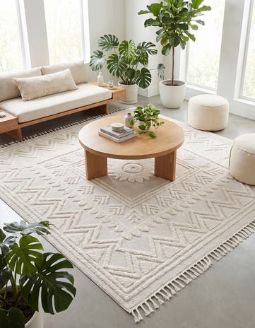 Ivory Boho Square Rug