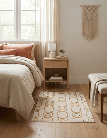 White and Gold Vogue Geo Rug
