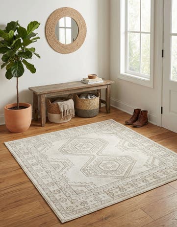Ivory Charlotte Square Rug