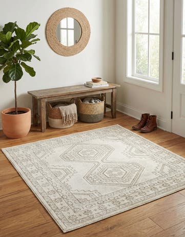 Ivory Charlotte Square Rug