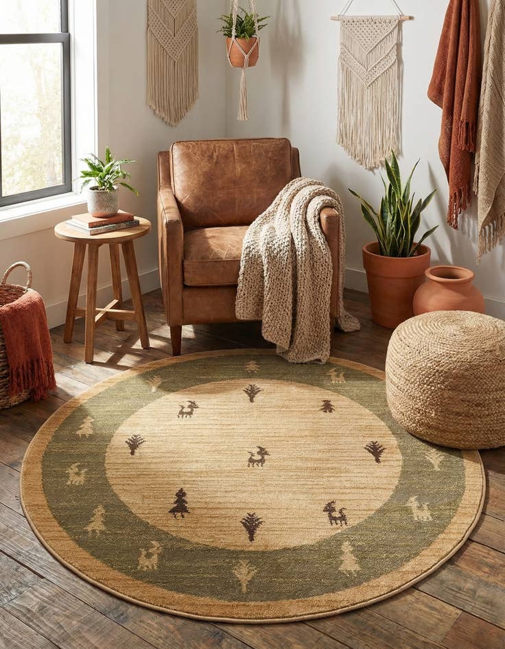 Detail image of 3' x 3' Kashkuli Gabbeh Round Rug