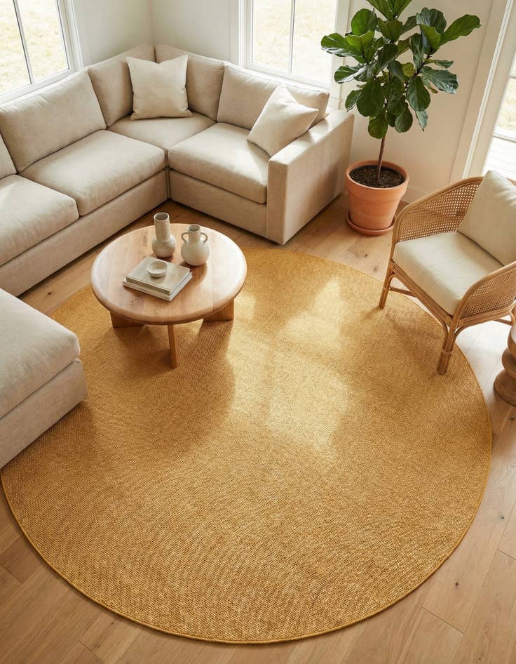 Detail image of 10' 8 x 10' 8  Washable Solid Indoor / Outdoor Round Rug