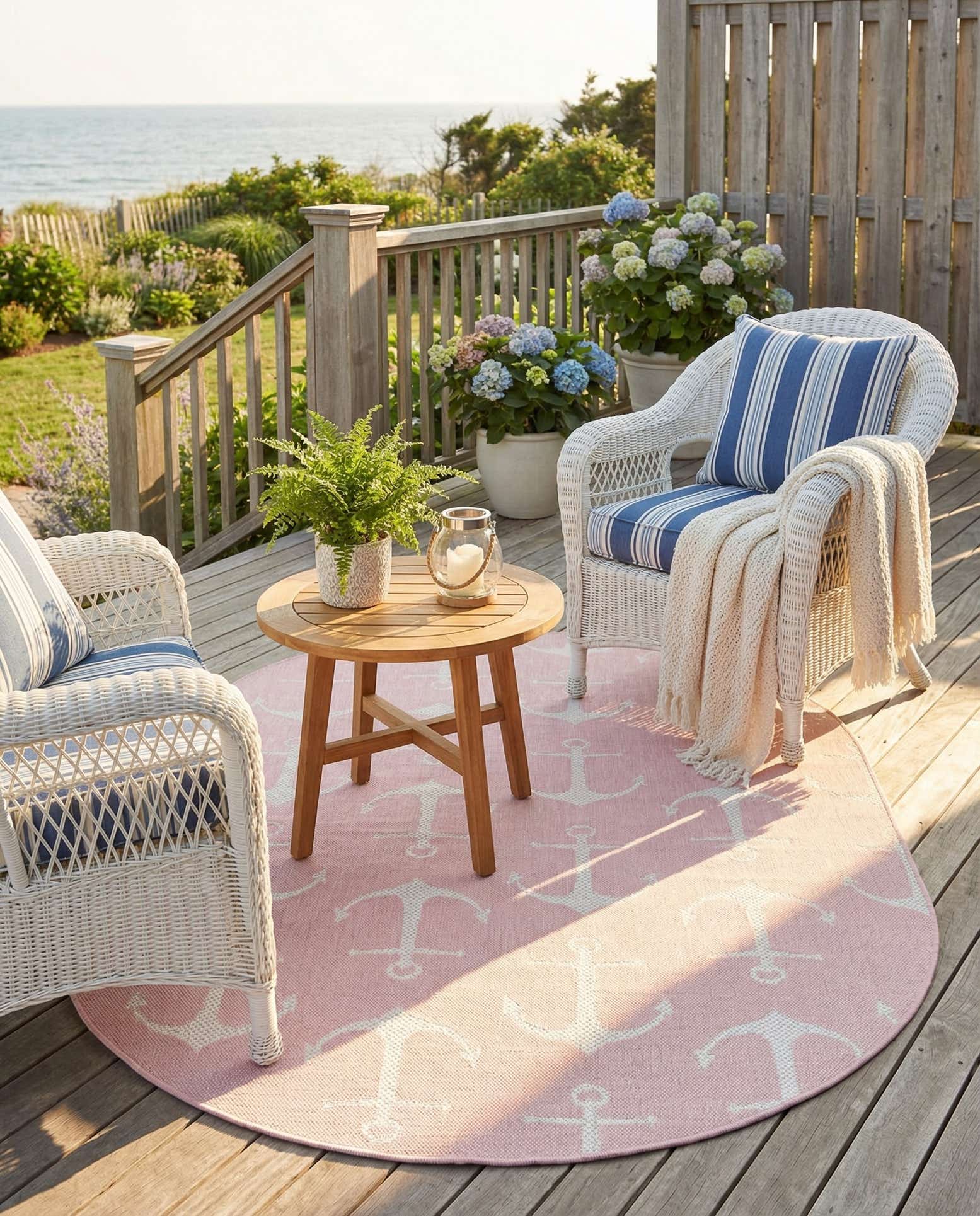 5' 3 x 8' Easy-Clean Coastal Indoor / Outdoor Oval Rug