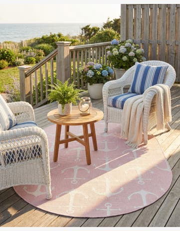 5' 3 x 8' Easy-Clean Coastal Indoor / Outdoor Oval Rug