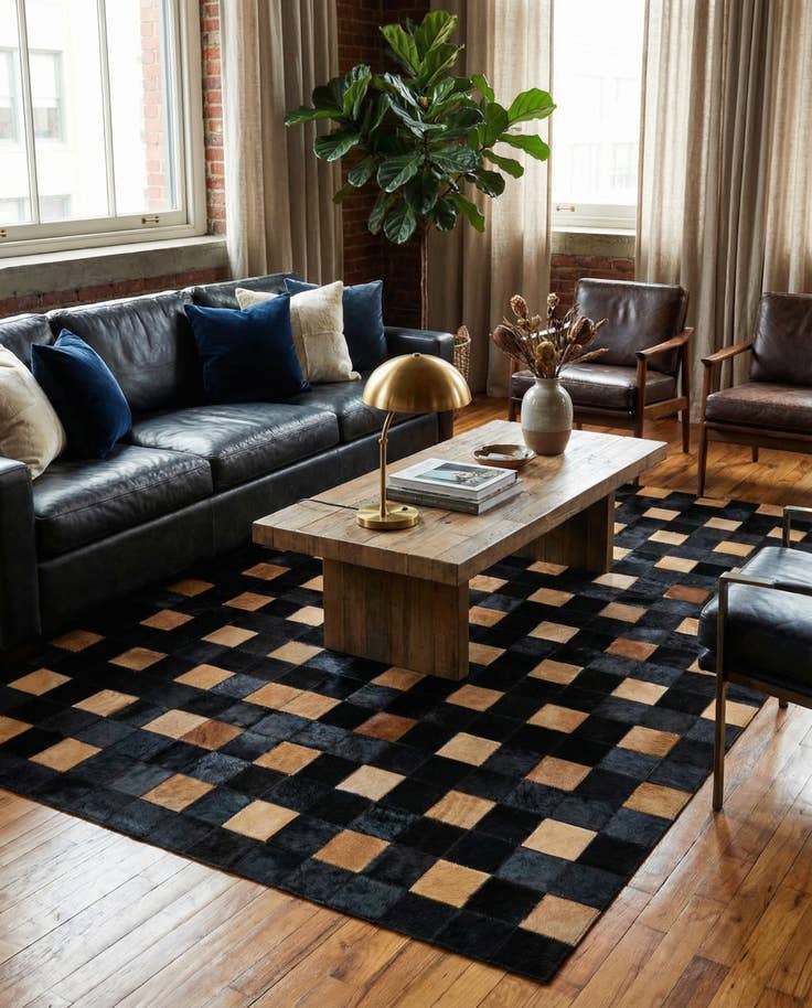 Detail image of 5' 1 x 7' 11 Cowhide - Patchwork Rug