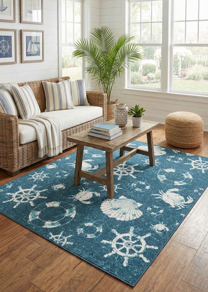 7' 10 x 10' Easy-Clean Coastal Indoor / Outdoor Rug