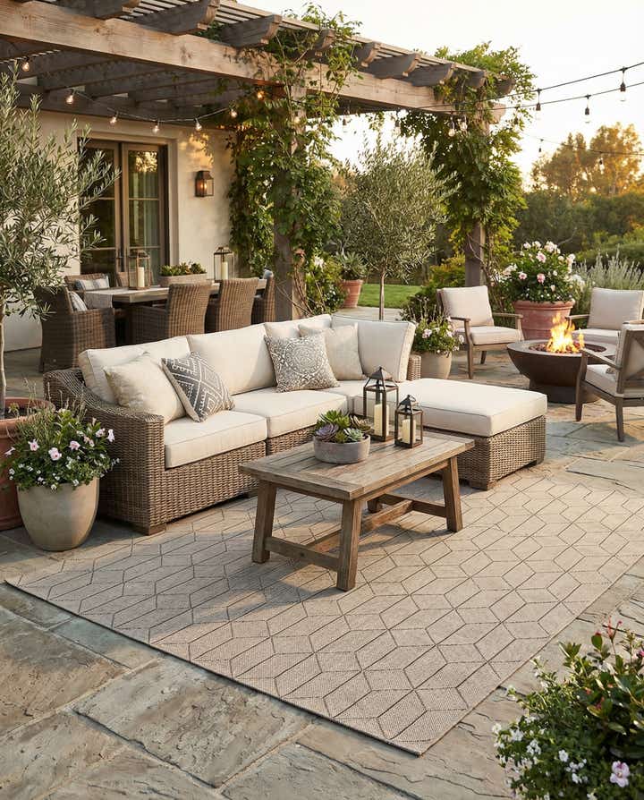 10' x 14' 1 Easy-Clean Lattice Indoor / Outdoor Rug