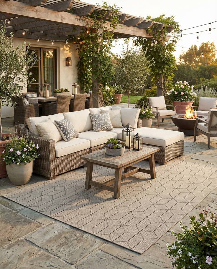 Detail image of 10' x 14' 1 Easy-Clean Lattice Indoor / Outdoor Rug