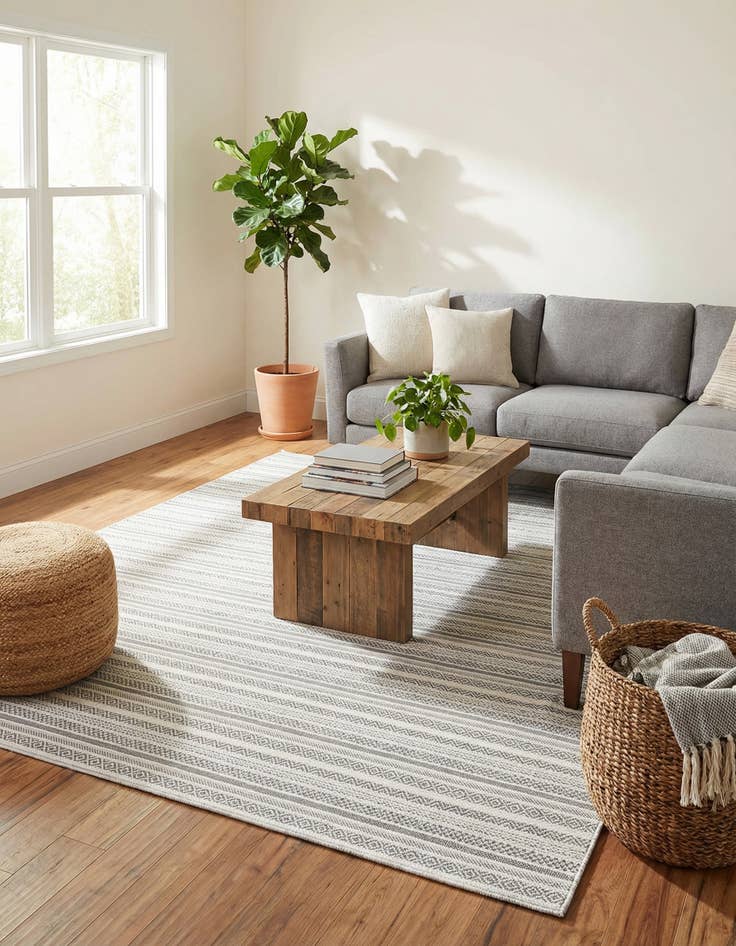 Detail image of 7' 10 x 11' Easy-Clean Striped Indoor / Outdoor Rug