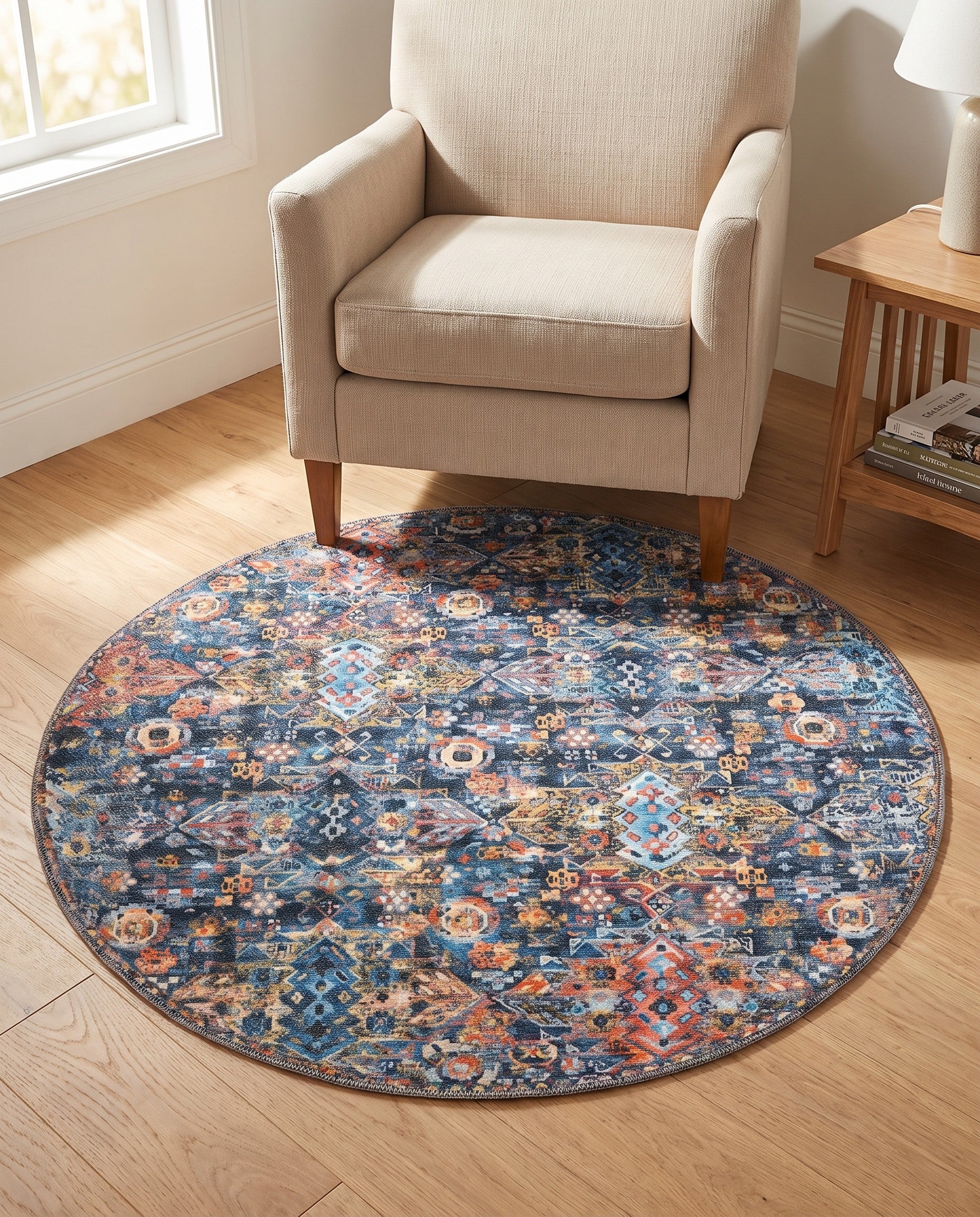 Washable Timeless Round Rug