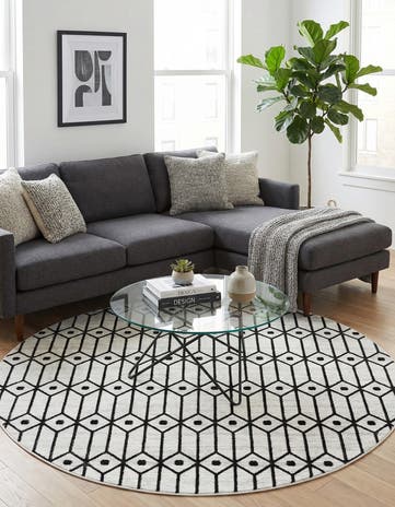 7' x 7' Lattice Trellis Round Rug