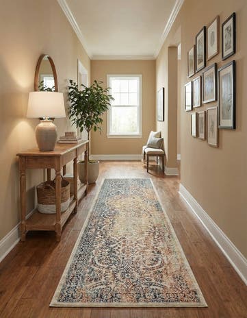 Beige Dahlia Runner Rug
