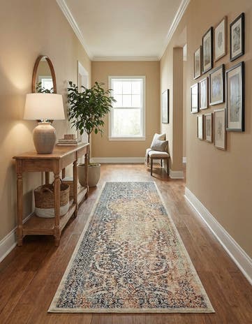 Beige Dahlia Runner Rug