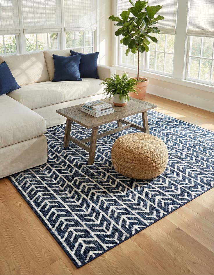 Detail image of 7' 10 x 7' 10 Easy-Clean Sabrina Soto Aston Indoor / Outdoor Square Rug