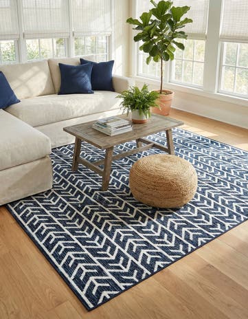 7' 10 x 7' 10 Easy-Clean Sabrina Soto Aston Indoor / Outdoor Square Rug