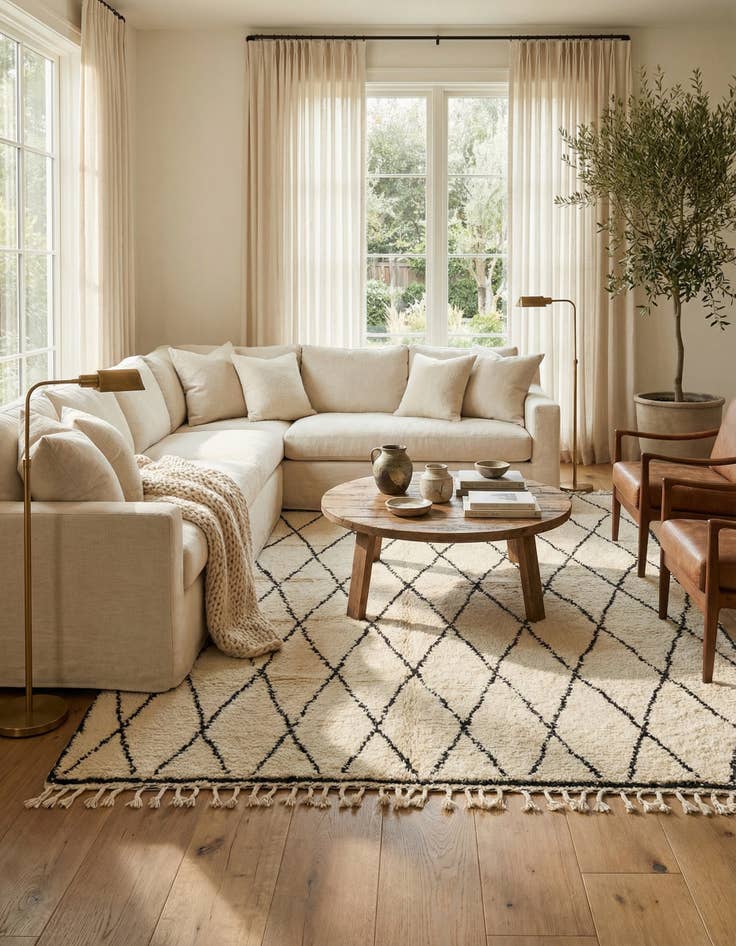 Detail image of 6' 5 x 9' 5  Hand Knotted Moroccan Wool Rug