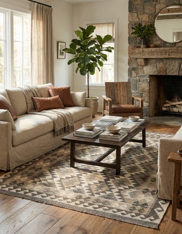 4' 10 x 6' 7 Hand Woven Kilim Maymana Wool Rug