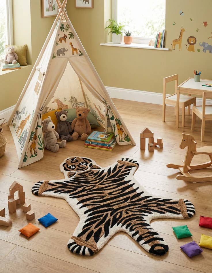 Detail image of 2' x 3' 1 Playtime Kids Wool Freeform Rug