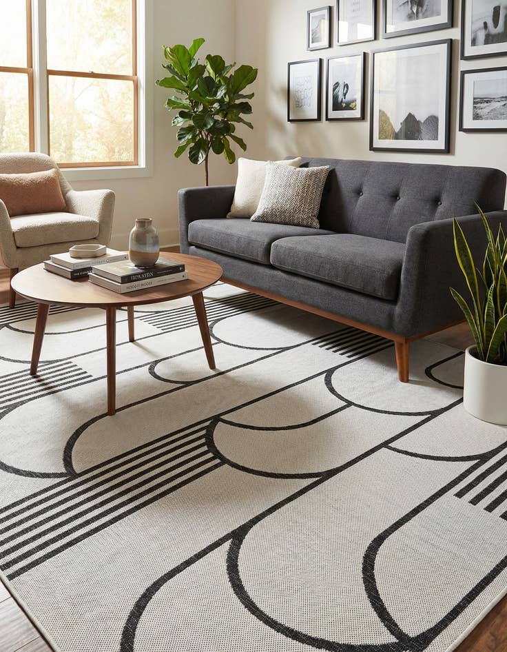 Detail image of  7' x 10'  Washable Modern Indoor / Outdoor Rug