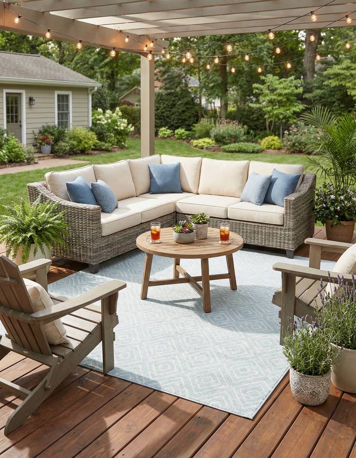 Detail image of 7' 10 x 7' 10 Easy-Clean Sabrina Soto Indoor / Outdoor Square Rug