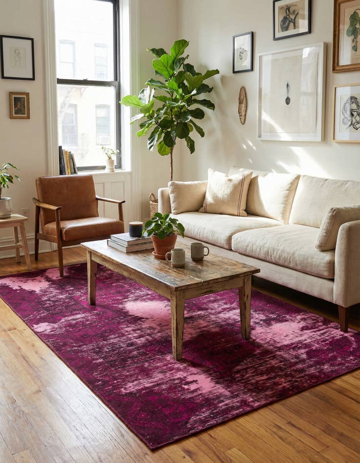 Detail image of 4' 7 x 7' 6  Hand Knotted Ultra Vintage Persian Wool Rug