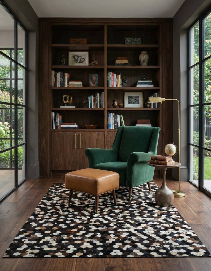 Detail image of  5' 1 x 8' Cowhide Leather Rug