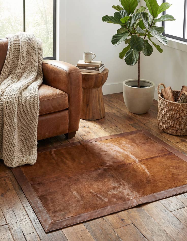 Detail image of 1' 8 x 2' 5 Cowhide Leather Rug