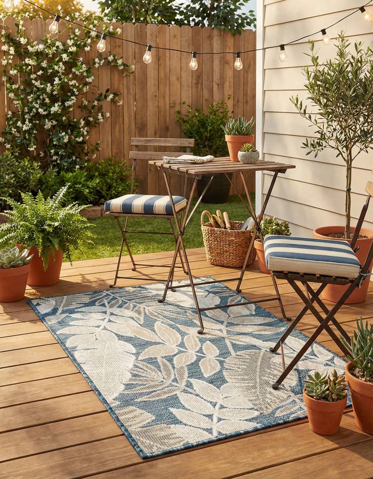 Detail image of 2' 2 x 3'  Washable Botanical Indoor / Outdoor Rug