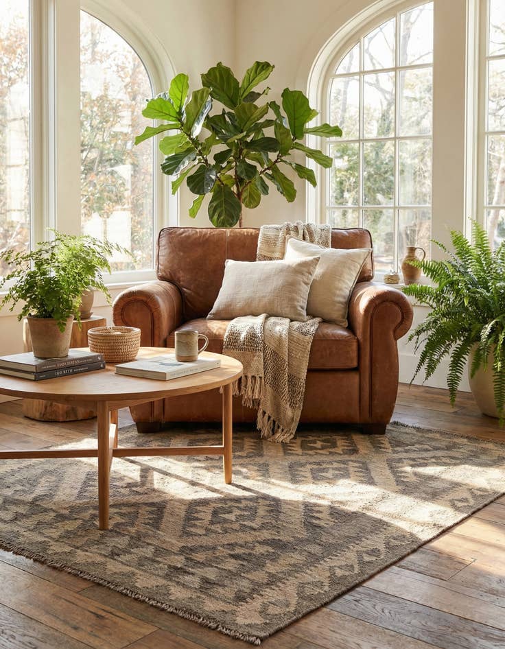 Detail image of 3' 6 x 4' 9  Hand Woven Kilim Maymana Wool Rug