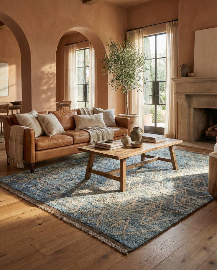 Detail image of 6' 9 x 10' 2 Hand Knotted Moroccan Wool Rug