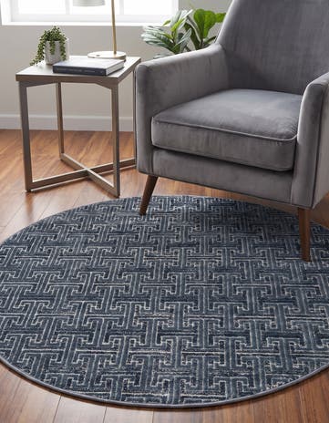 Navy Blue Uptown Park Avenue Round Rug