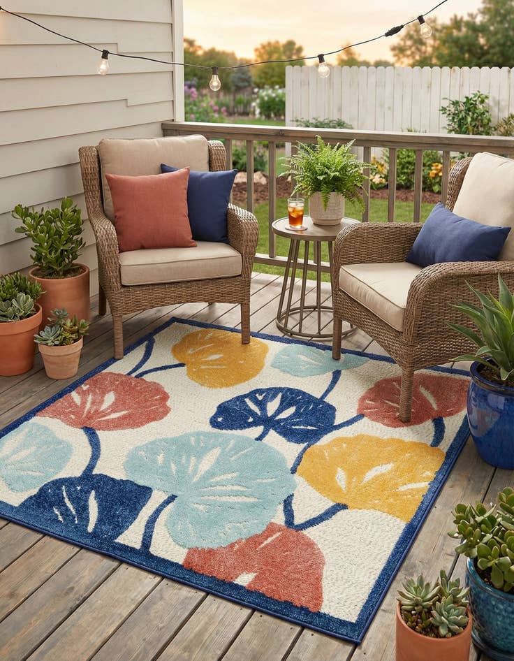 Detail image of 5' 3 x 5' 3  Washable Belize Indoor / Outdoor Square Rug