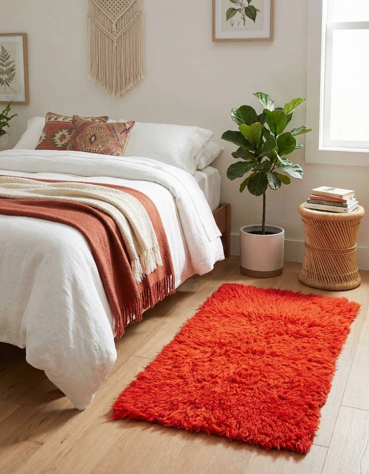 Detail image of 2' x 4'  Hand Knotted Moroccan Wool Runner Rug