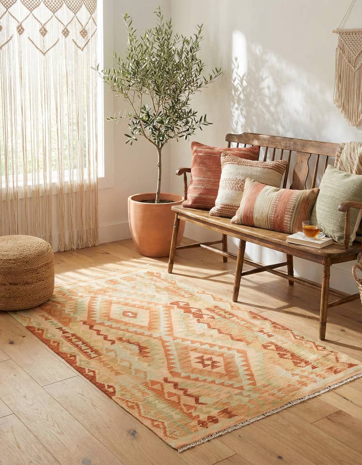 Detail image of 3' 3 x 5' 2  Hand Woven Kilim Waziri Wool Rug