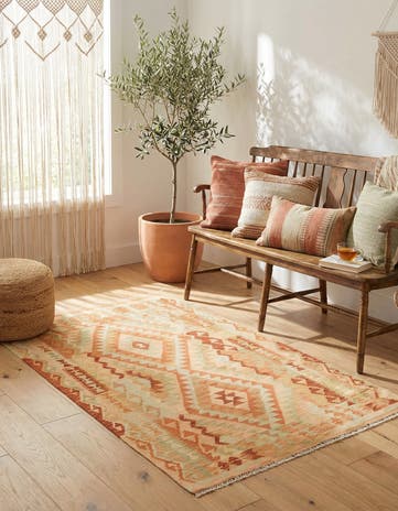 3' 3 x 5' 2 Hand Woven Kilim Waziri Wool Rug