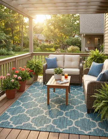 5' 3 x 7' Easy-Clean Lattice Indoor / Outdoor Rug