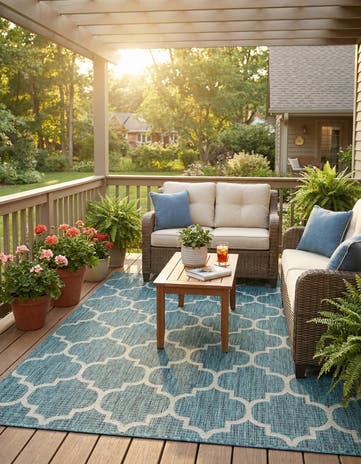 5' 3 x 7' Easy-Clean Lattice Indoor / Outdoor Rug