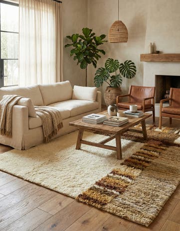 6' 7 x 8' 2 Hand Knotted Moroccan Wool Rug