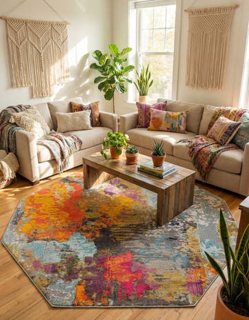 Washable Vivid Octagon Rug