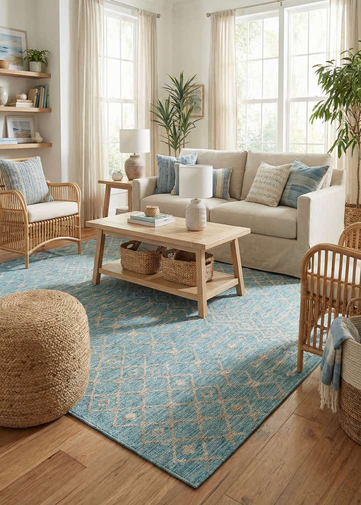 9' x 12' Easy-Clean Trellis Indoor / Outdoor Rug