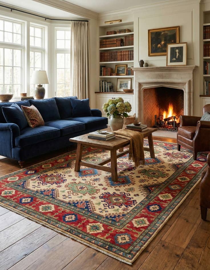 Detail image of 5' 10 x 9' 2  Hand Knotted Kazak Rug