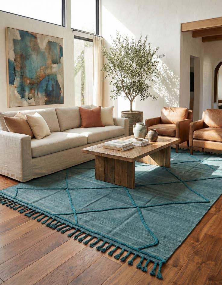 Detail image of 6' 7 x 9' 9  Hand Knotted Moroccan Wool Rug