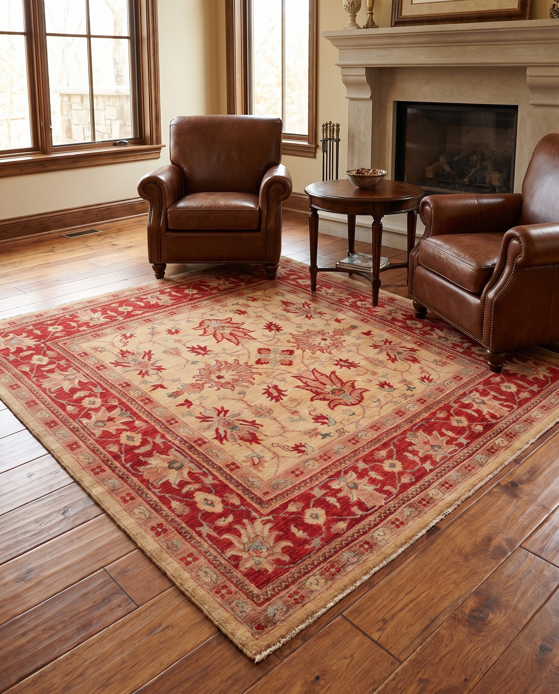 6' 5 x 6' 9 Hand Knotted Ziegler Square Rug