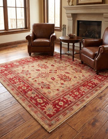 6' 5 x 6' 9 Hand Knotted Ziegler Square Rug
